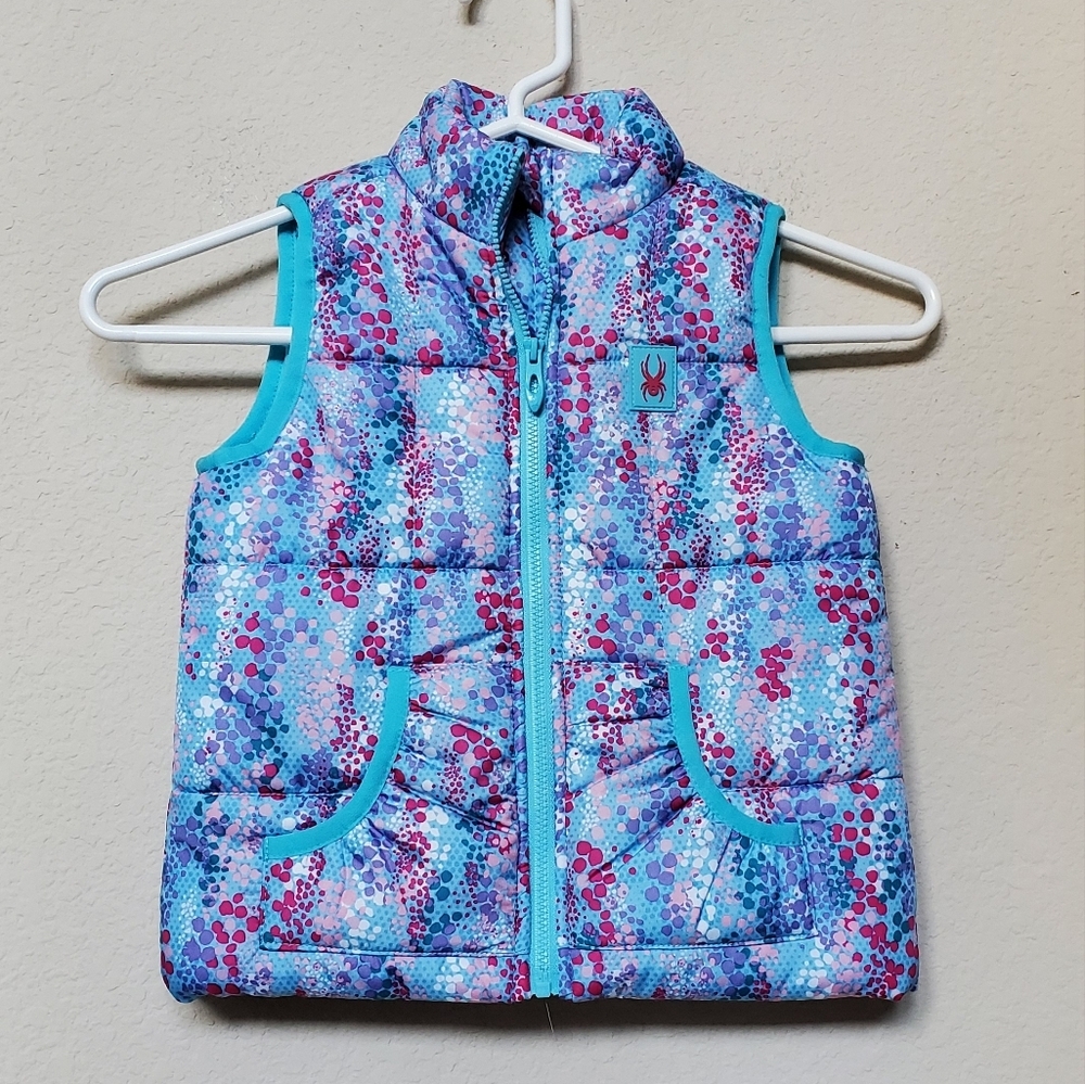 Spyder Blue and Pink Polka Dot Vest.  Size 3T